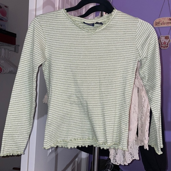 Tops - Y2k green striped top